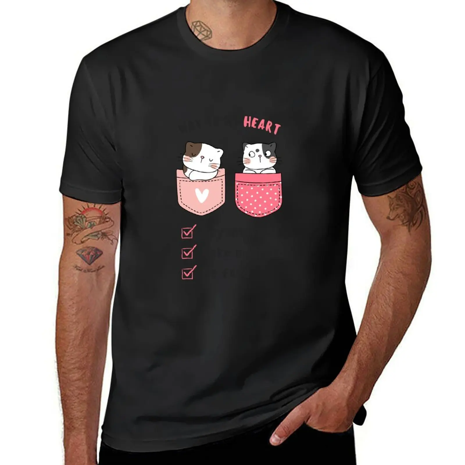 Way to my heart: Buy me food, make me food, be food - Cat couple T-Shirt for a boy kawaii clothes black t shirts for men