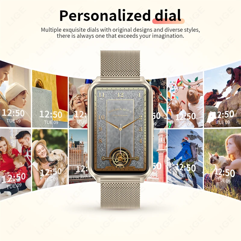 LIGE แฟชั่นผู้หญิงสมาร์ทนาฬิกาผู้ชายนาฬิกากีฬาฟิตเนส Heart Rate Health Monitor Custom Dial Voice Assistant เพลง Smartwatch