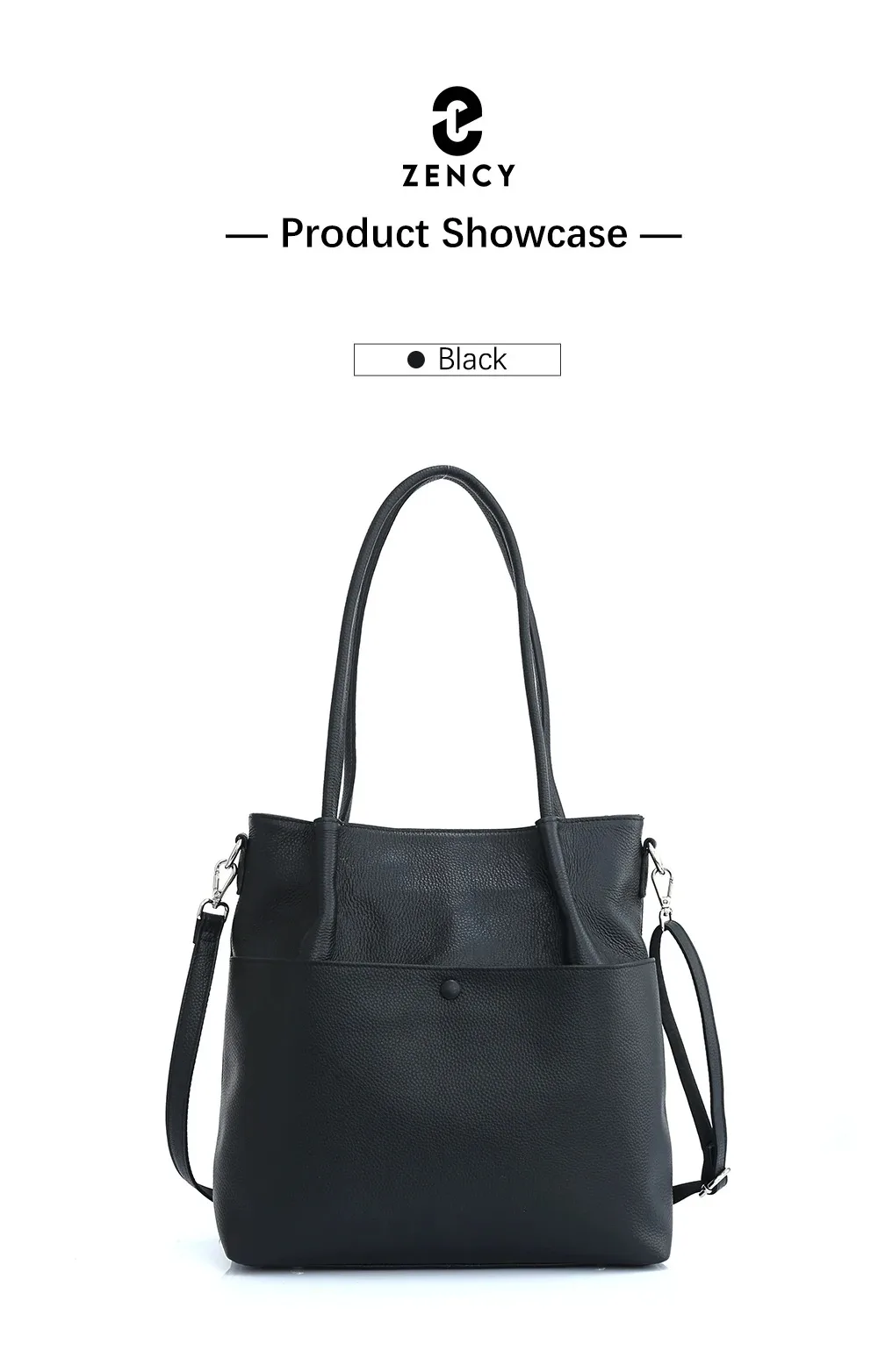 Zency Frauen Eimer Tasche Aus Echtem Leder Große Kapazität Shopper Luxus Casual Handtasche Weiblichen Umhängetasche Schulter Tragetaschen – Detail 7