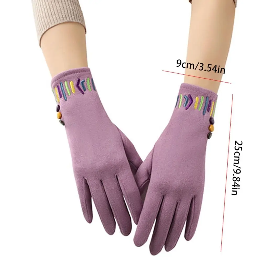 Guantes gruesos de terciopelo de gamuza para mujer, guantes de felpa de Color sólido para pantalla táctil, manoplas de invierno con dedos completos para mantener el calor, esquí