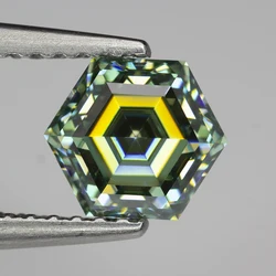 Never Fade Green Color Hexagon Shape Moissanite Stone VVS1 Lab Diamond Pass Diamond Tester with GRA Certificate