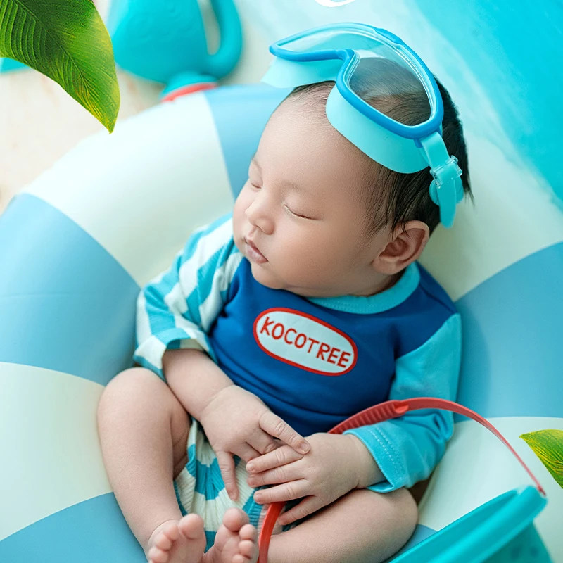 Estate Neonato Fotografia Vestito Costume da bagno per bambini + Anello da nuoto + Occhiali Set Conchiglia Puntelli da spiaggia Neonato Servizio fotografico Vestiti