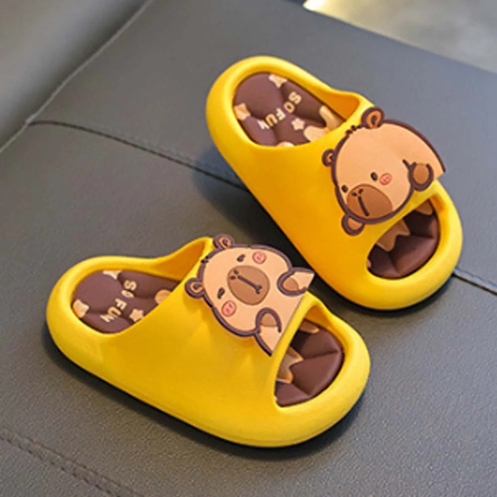 PVC Cute Capybara Slippers Anti-slip Thickened Cartoon Animal Slippers Resilience Rotatable Children's Bathroom Sandals Boys