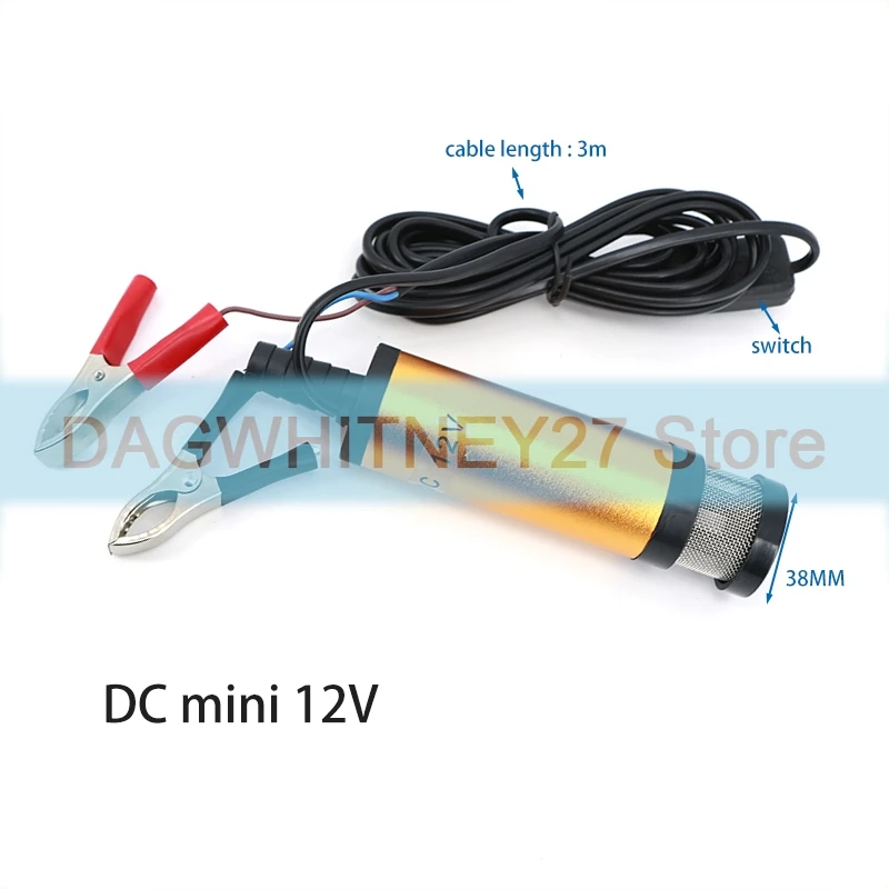 DC mini 12V Car Oil Change Fuel Pump 12L Electric Diesel Water Pumping Tools For Boat Marine Trailer Truck crocodile clip 38mm v