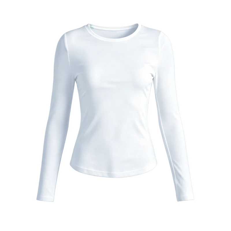 Damen Langarm Slim Fit T-Shirt, Einfarbiges Basic O-Neck Unterhemd, Lässiges Weiches Dehnbares Strick-Basis-Layer-Oberteil, Damen-Alltags-T-Shirt – Detail 10