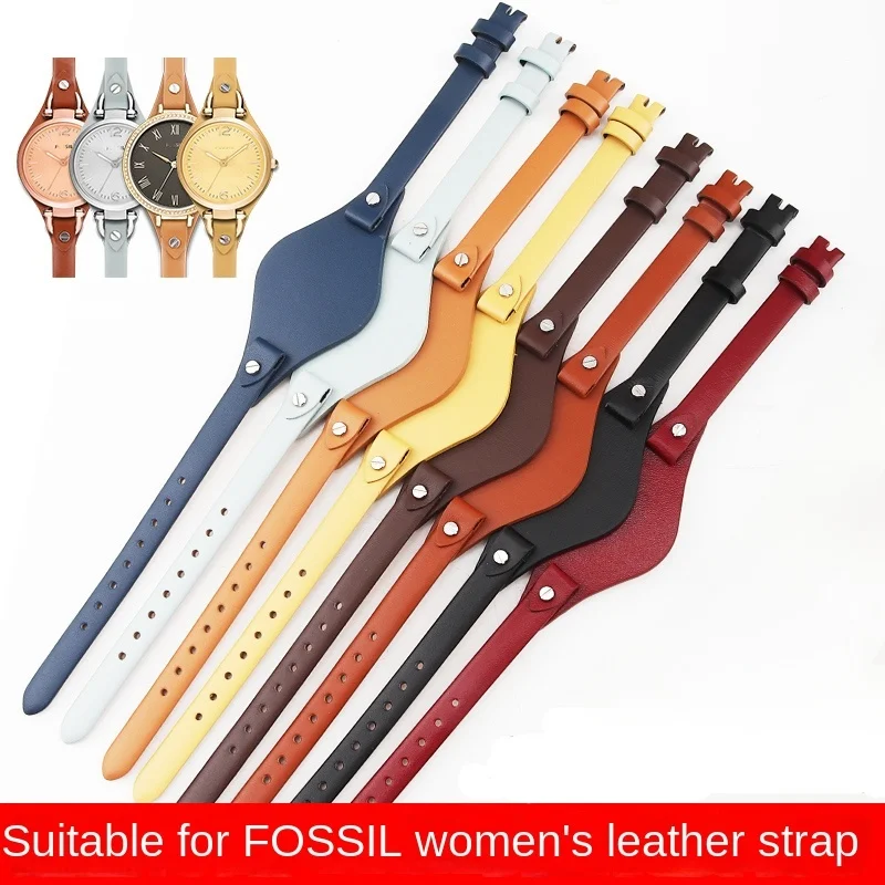 Fossil Watchbands Female Cowhide Genuine Leather 8mm Wrist for Women Es3262 Es3060 Waterproof Breathable Watch Strap