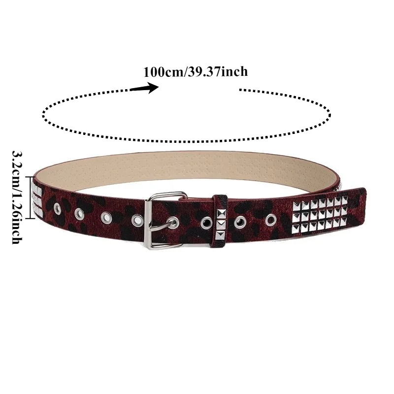 Trendy Horsehair Studded Leopard-Print Women’s Belt  Korean-Style Niche Sophisticated and Edgy Leopard-Print Faux Fur Belt