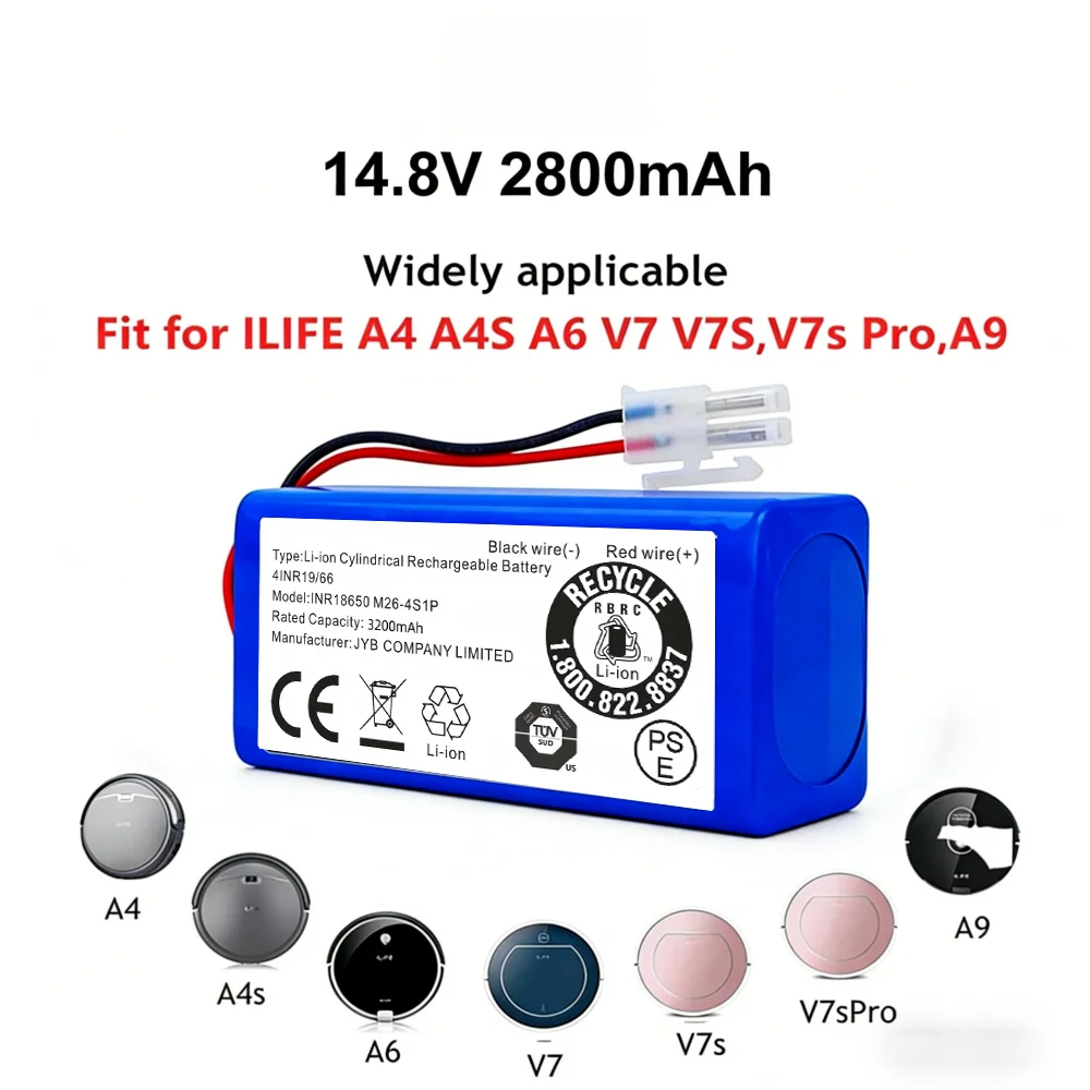 

Аккумулятор литиевый перезаряжаемый 14.8В, сменный, для робота-пылесоса Ilife A4 A4S A6 V7