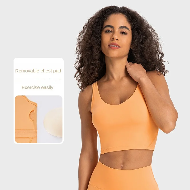 Longline Crop Tank Top with Shelf Built In Bra Removable Padding for Yoga Gym