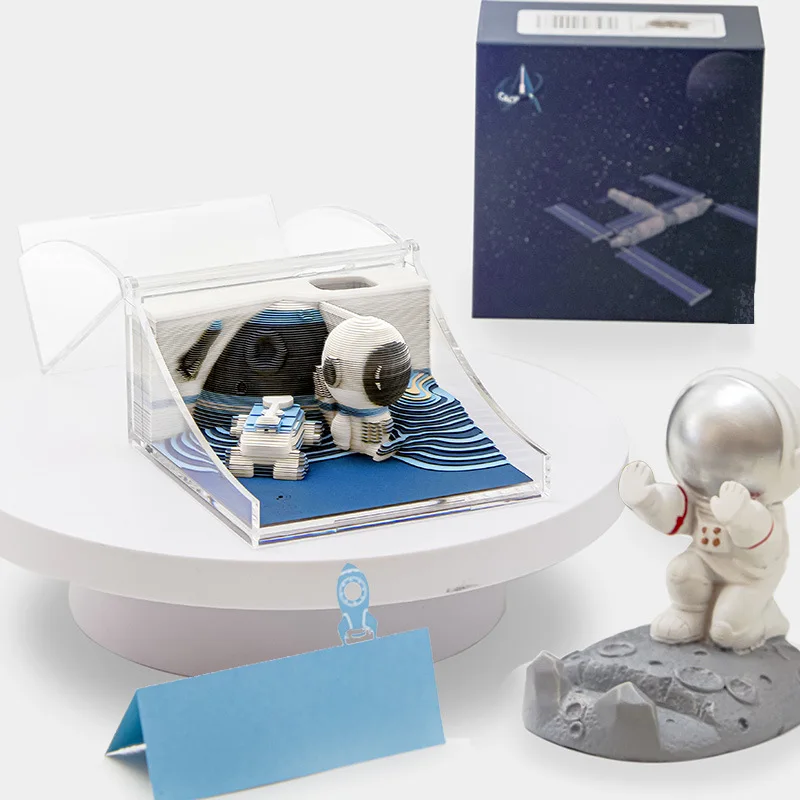 Serie de exploración espacial, estéreo 3D, decoración de notas adhesivas, proyecto de exploración Lunar, tallado en papel, artesanía, regalo para niño