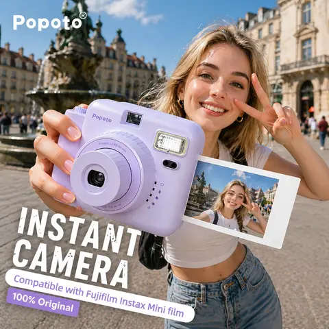 Popoto Instant Camera Cute Macaron Trendy Film Camera for Fujifilm Instax Mini Film Aesthetic Photo Camera for Girls Gift