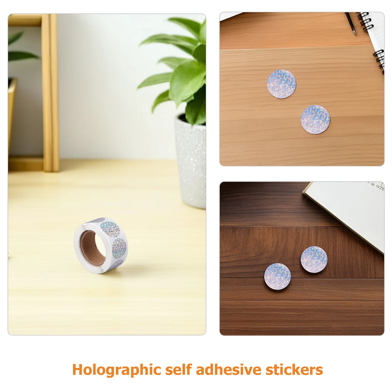 6 rollos de pegatinas redondas autoadhesivas, etiquetas holográficas circulares brillantes para embalaje en el aula, pegatinas brillantes de puntos organizadores
