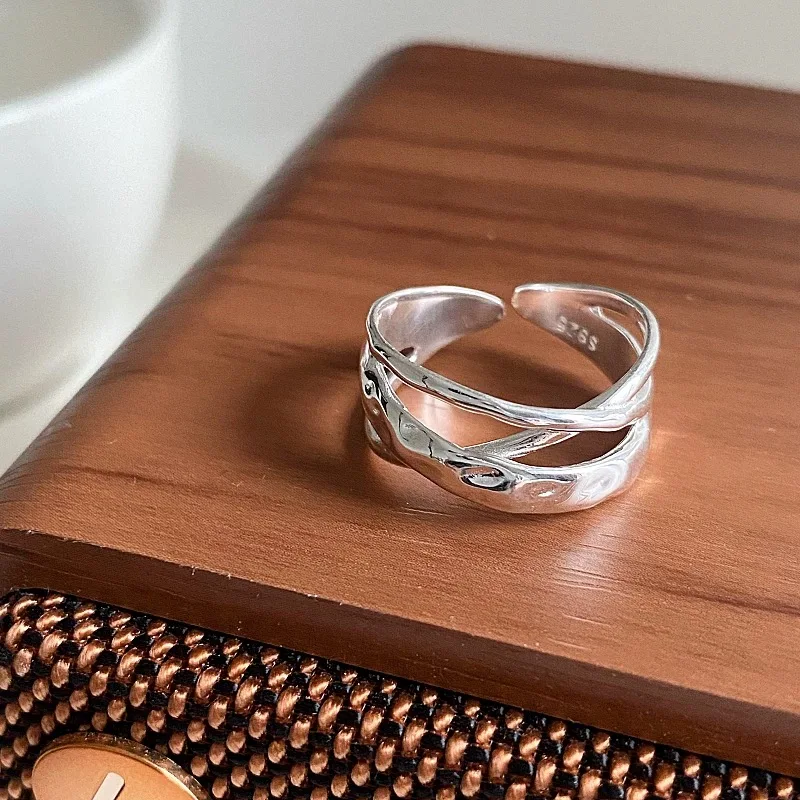 خواتم من الفضة الإسترليني عيار 925 للنساء والرجال والأزواج، خاتم بسيط مصنوع يدويًا، مجوهرات للحفلات، هدية تمنع الحساسية #2