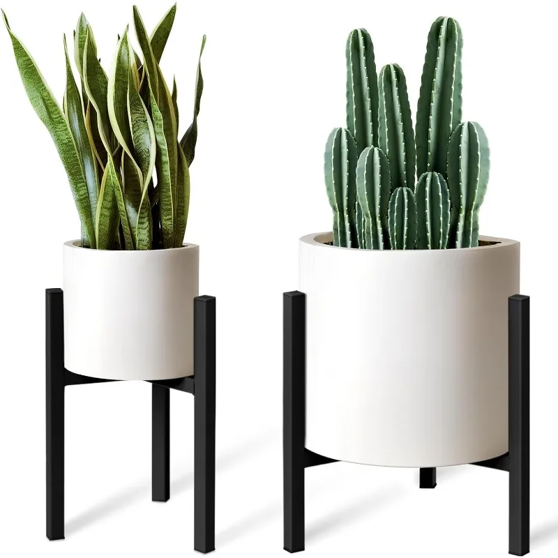 IZIDDO 2 Pack Adjustable Plant Stand, Metal Planter Stands Indoor Outdoor, Mid Century Modern Plant Holder, Fit 8 10 12