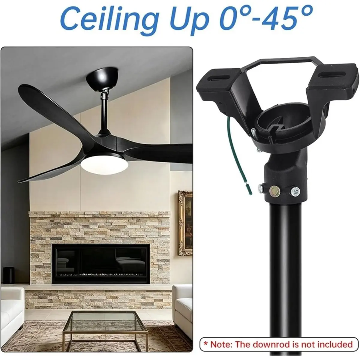 Heavy Duty Sloped Ceiling Fan Mount Bracket, for Up to 45° Slopes Vaulted Ceiling Fan Balancing Adapter Kit