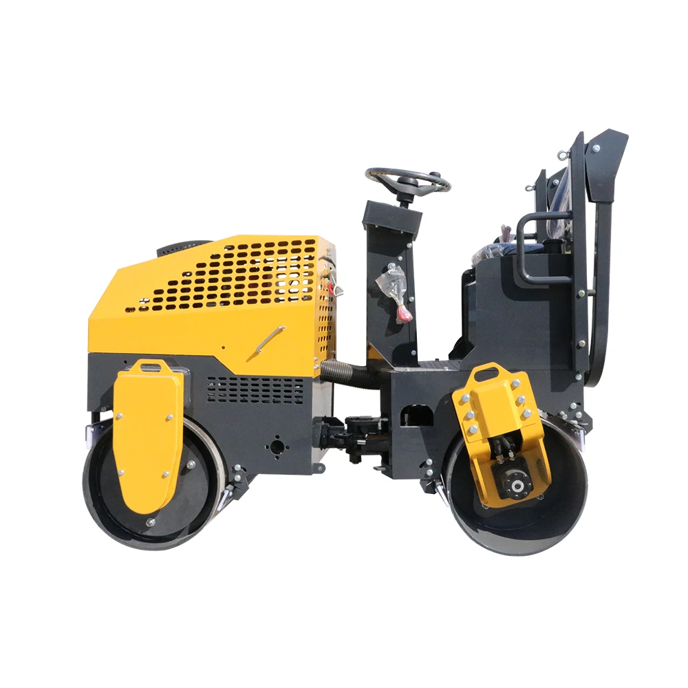 آلات الطريق 1T أسطوانة الطريق ذات الطبل المزدوج أسطوانة الطريق الاهتزازية ذات الطبل المزدوج للبيع