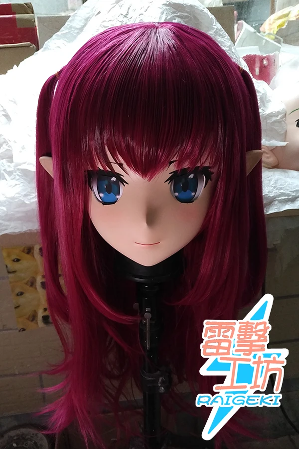 (LJ-119) Customize Character Female/Girl Resin Kig Full Head With Lock Anime Cosplay Japanese Anime Kigurumi Mask