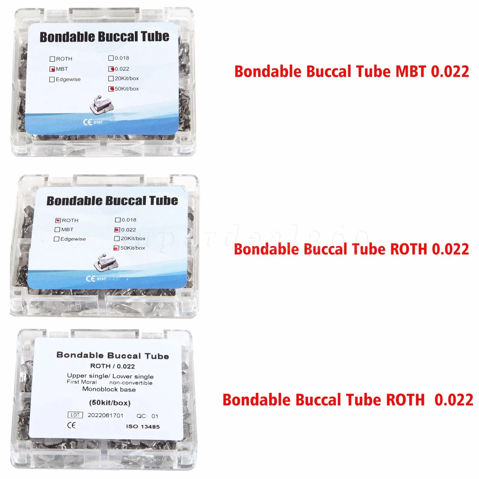 

50 sets Dental Orthodontics Buccal Tube Molar Bondable 022 Roth/MBT MONOBLOCK