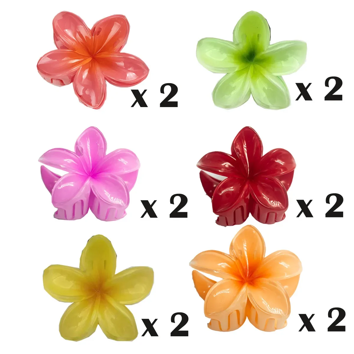 12 pcs/lot 8cm 6 Color Mixed Summer flower hair clip for women beach vocation travel hair Clips  hair accesorries female