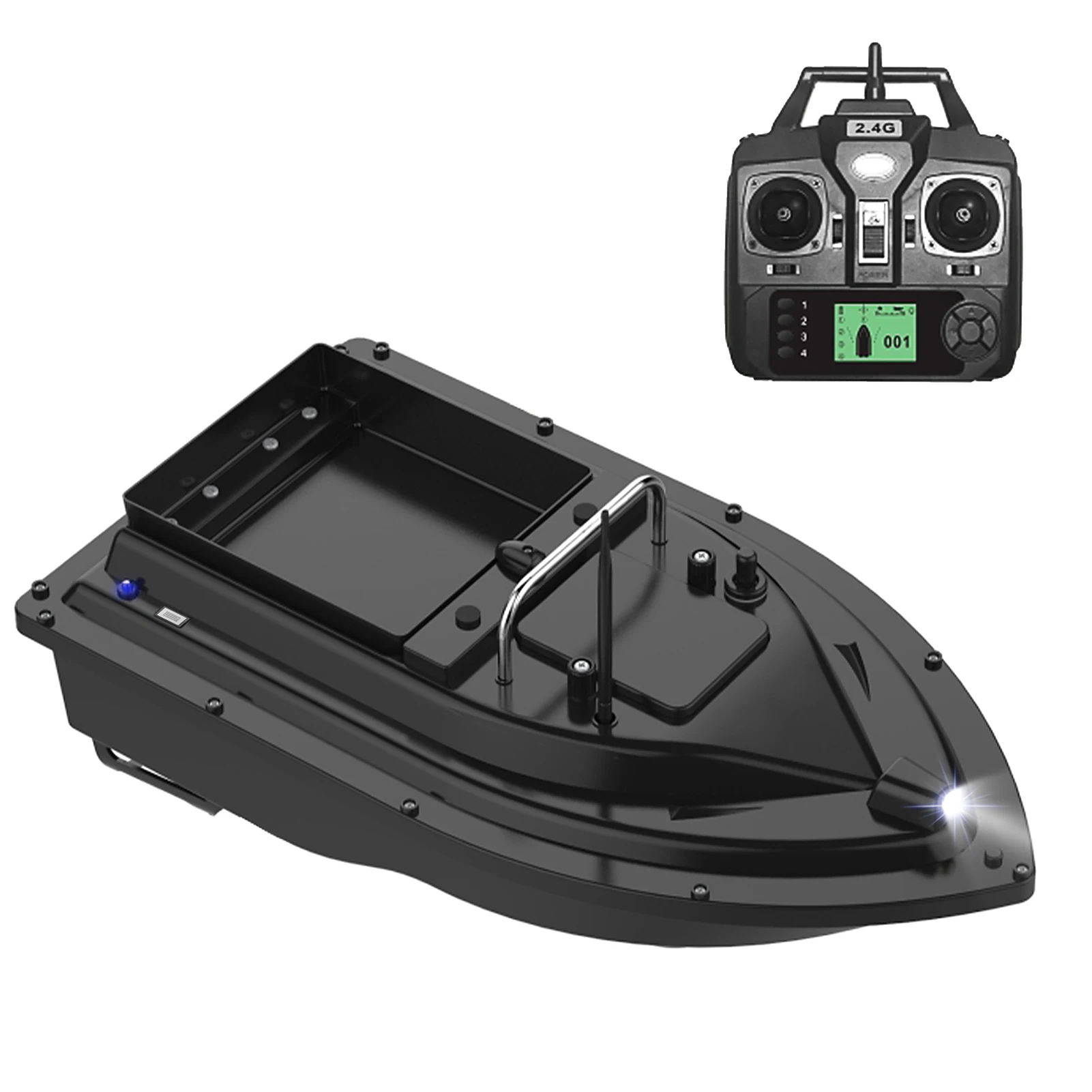 DDTABASE Bateau d'alimentation avec lumière LED, 500 m, bateau d'appât de pêche, contrôle de la croisière, poids de charge de 1,5 kg, bateau à nourriture avec bateau d'appât pour les amateurs de
