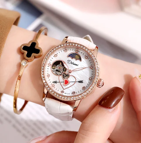 Hot selling 2024 new fashionable casual temperament versatile sun moon star women\'s fully automatic mechanical watch