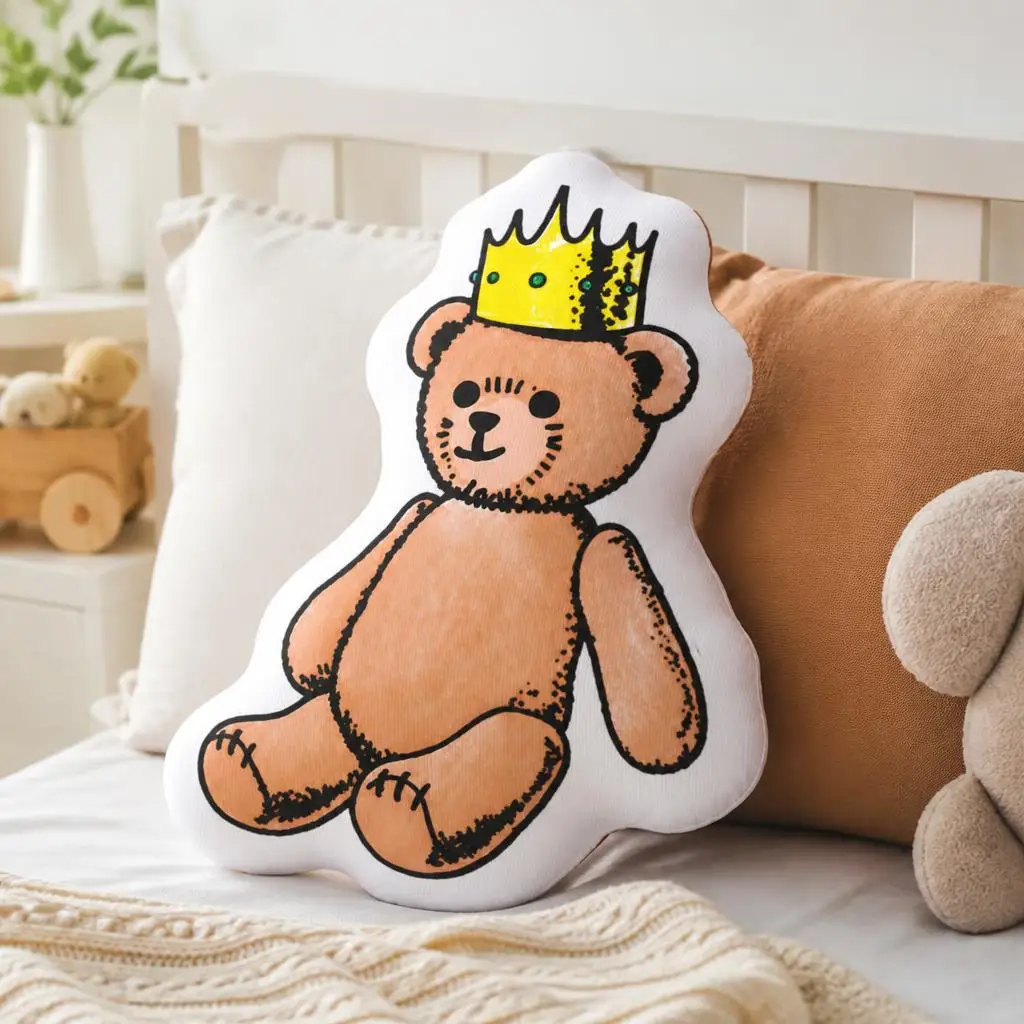 Bncmap Teddy Bear Cute Royalty Cushion Irregular Stuffed Throw Pillow Home Decor Gift Sofa Bed