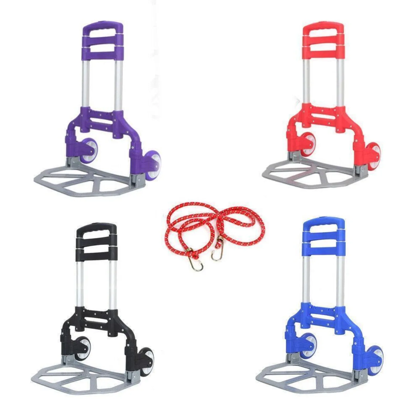 US 4 Colors Aluminium Luggage Cart Folding Dolly Push Truck w/ Telescoping Handle