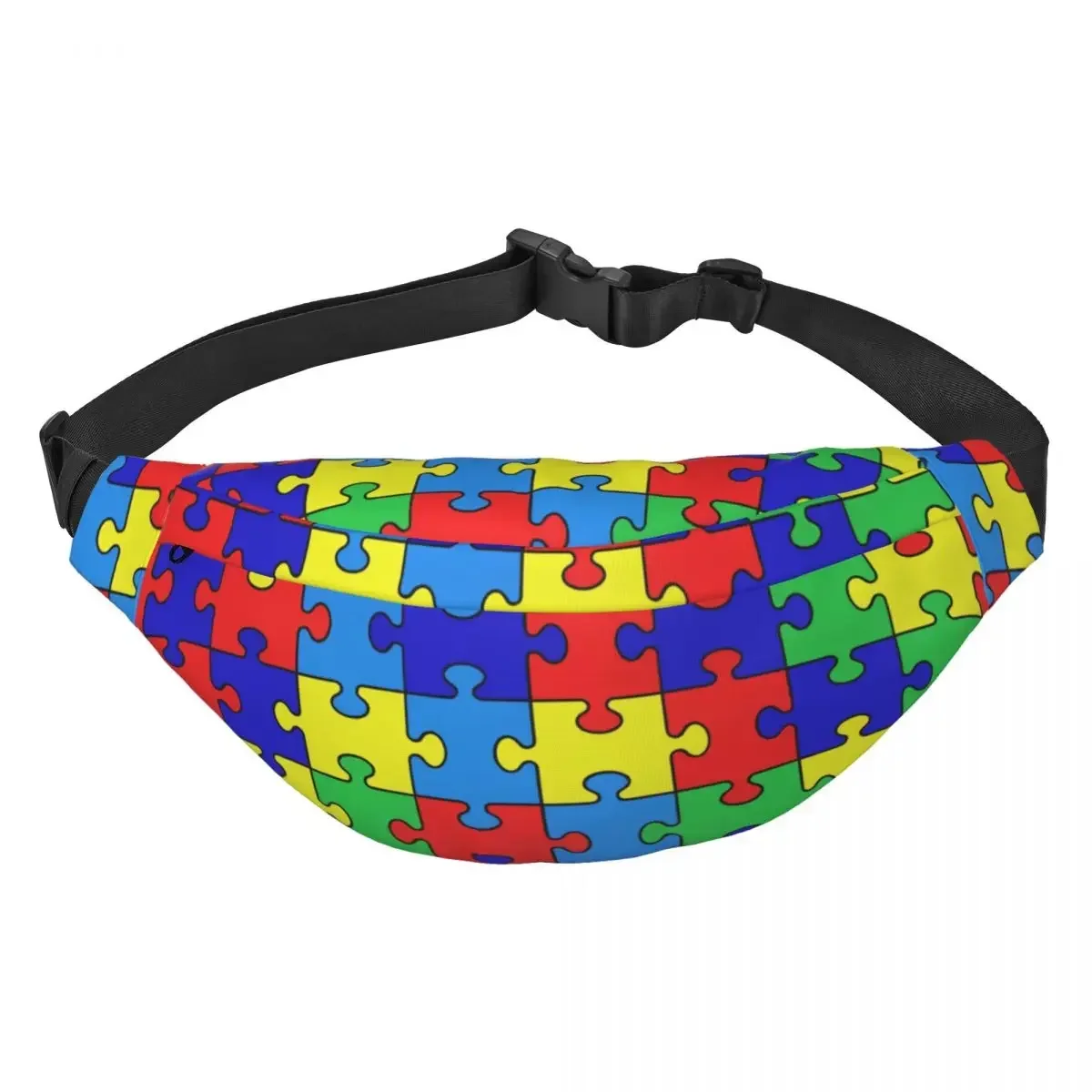 Customized Colorful Puzzle Autism Awareness Fanny Pack for Women Men Sling Crossbody Waist Bag Cycling Camping Phone Money Pouch