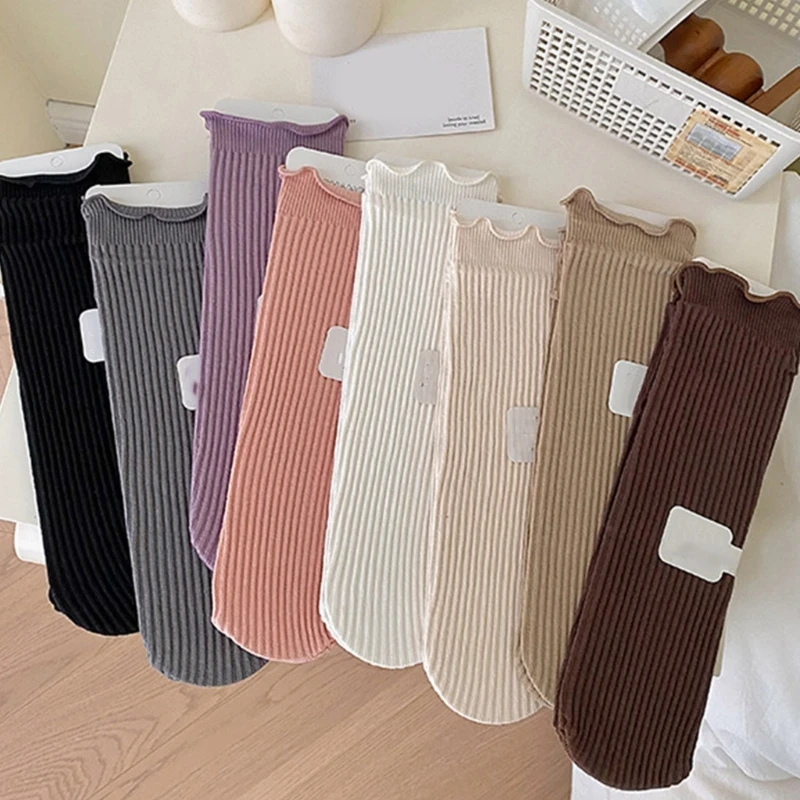 Women's Ruffle Socks,Casual Cotton Bootie Socks Ankle Socks Sweet Frilly Socks Middle Tube Socks Streetwear