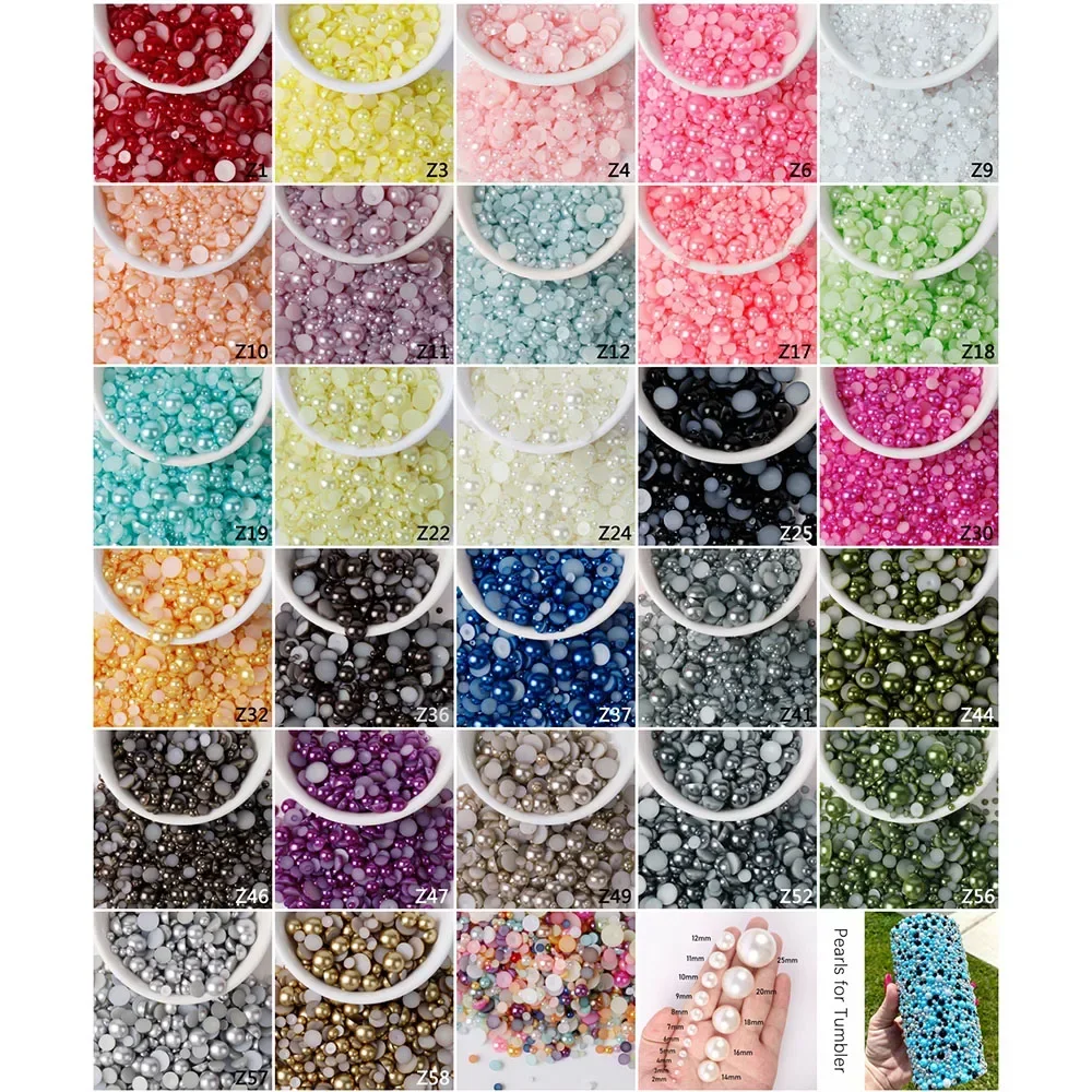 

2 4 6 8 10mm Half Round Imitation Pearl Rhinestone For Diy Cell Phone Cases Mugs Shoes Hats Decorative Women'S Accessories