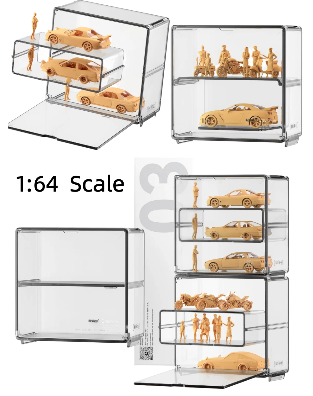 1:64 scale  Die-cast Model Car Display Case Stackable Trasnparent Display Box Case Prop