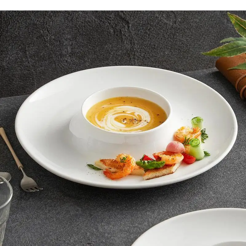 Ceramic Dinner Plate Thick Soup Dessert Snack Plates Sushi Dish Pasta Restaurant Specialty Tableware