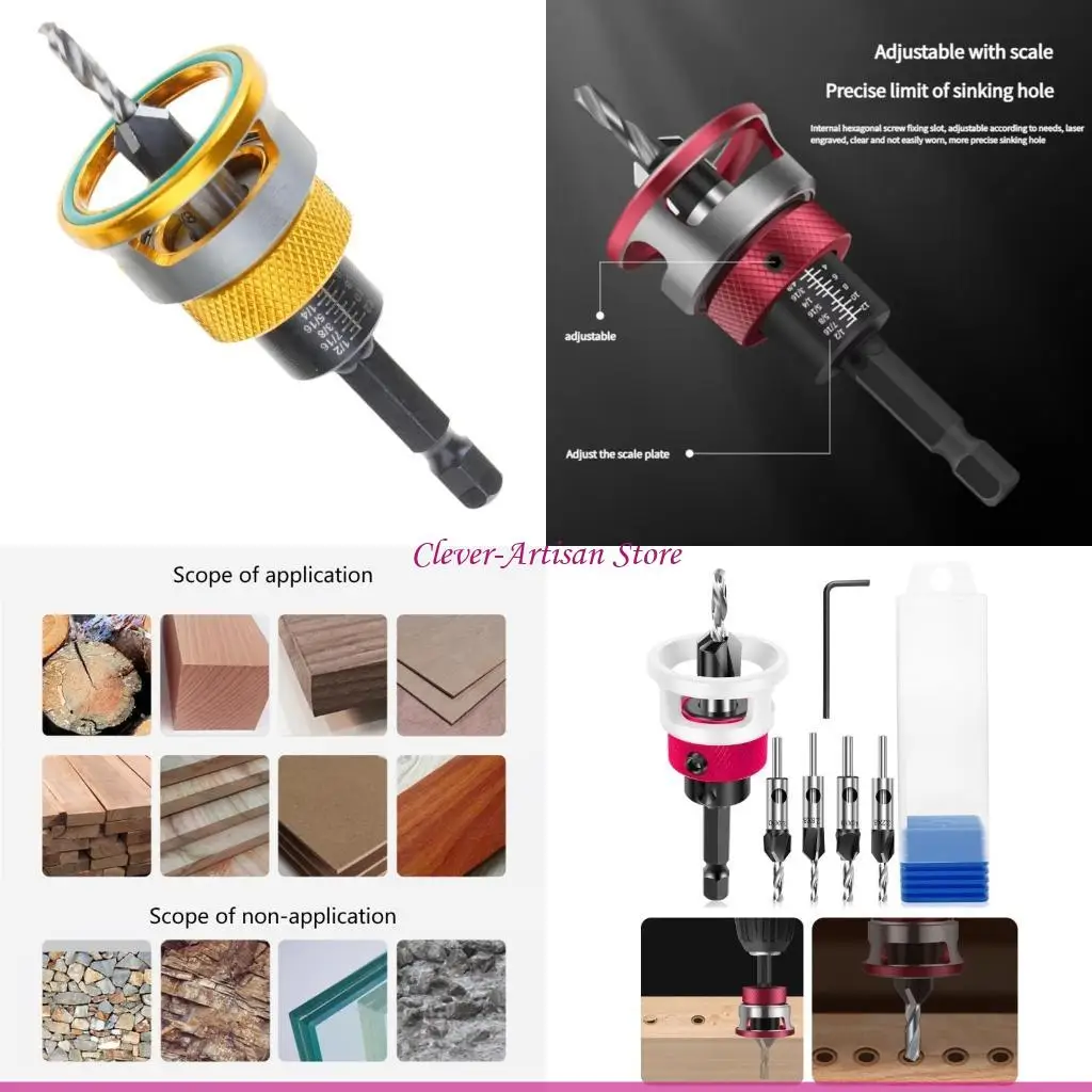 

E06B Сверла с зенковкой, регулируемые сверла с ограничителем глубины сверла, винт с зенковкой