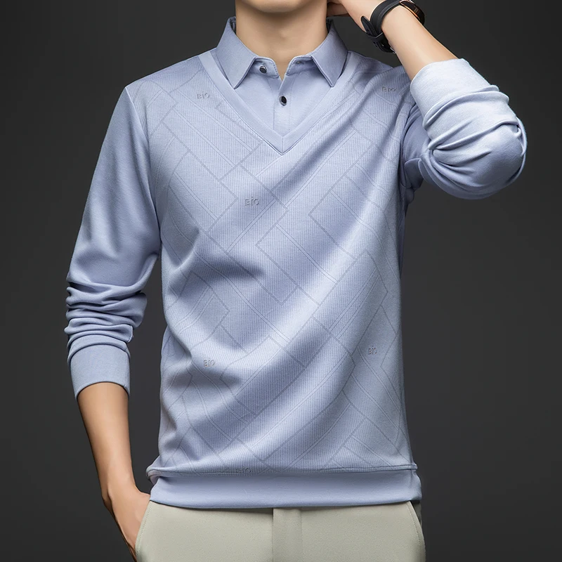 

BROWON 2025 Spring Autumn Smart Casual Men New Polo Shirt Golf Wear Men Long Sleeve Lapel Slim Fit Work Polo Tops Tees Man