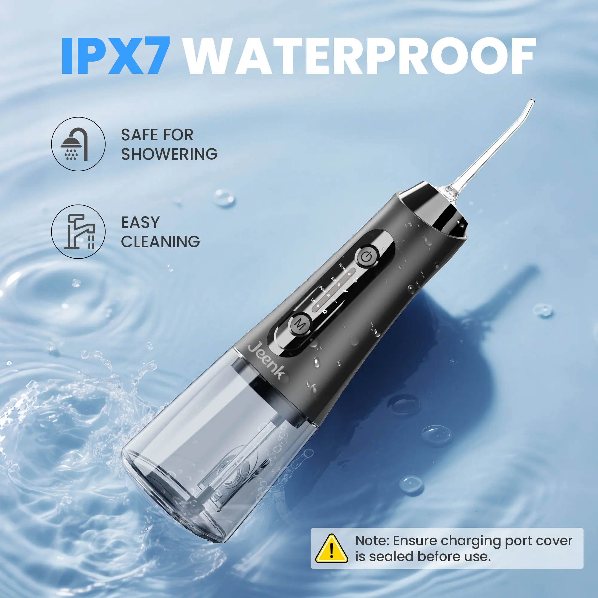 Jeenk جهاز تنظيف الأسنان بالماء JK-C3 عن طريق الفم الري قابلة للشحن المحمولة الأسنان IPX7 مقاوم للماء 4 طرق خزان المياه 320 مللي منظف الأسنان