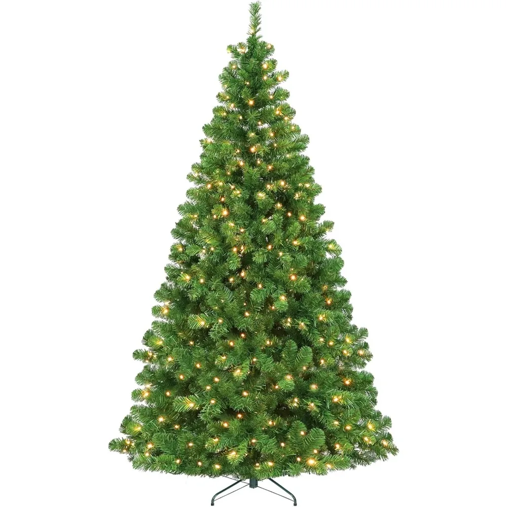 

6 feet pre-installed lit artificial Christmas tree with 300 warm white LED lights with metal brackets and hinged branches