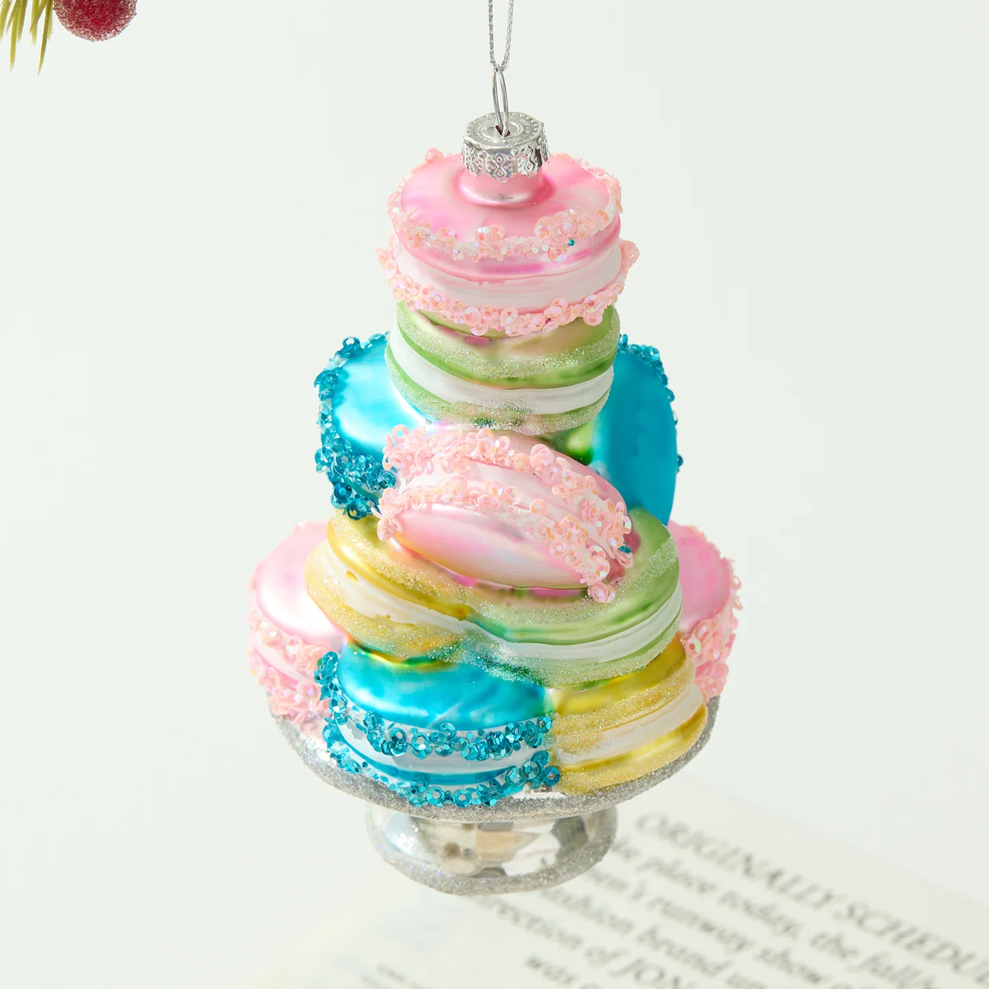 New Shaped Glass Christmas Ball Christmas Tree Pendant Colorful Macaron Cake Painted Ball Christmas Decorations