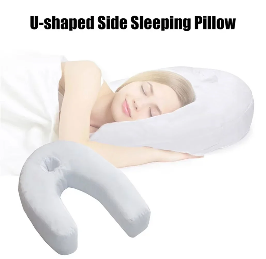 U-Shape Neck and Shoulder Support Side Sleeper Pillow - Contoured memory foam pillow with ear holes. Neck and back pillow