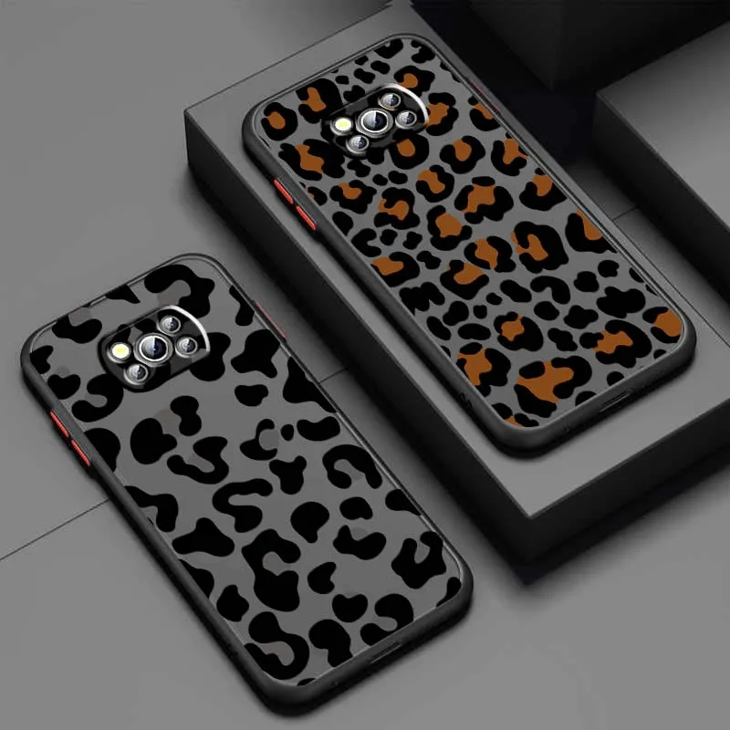 

Leopard Pattern Design For Xiaomi Poco x7 M7 X6 X5 X4 X3 M6 M5 M4 M3 F6 F5 F4 F3 Pro 5G Frosted Translucent Phone Case