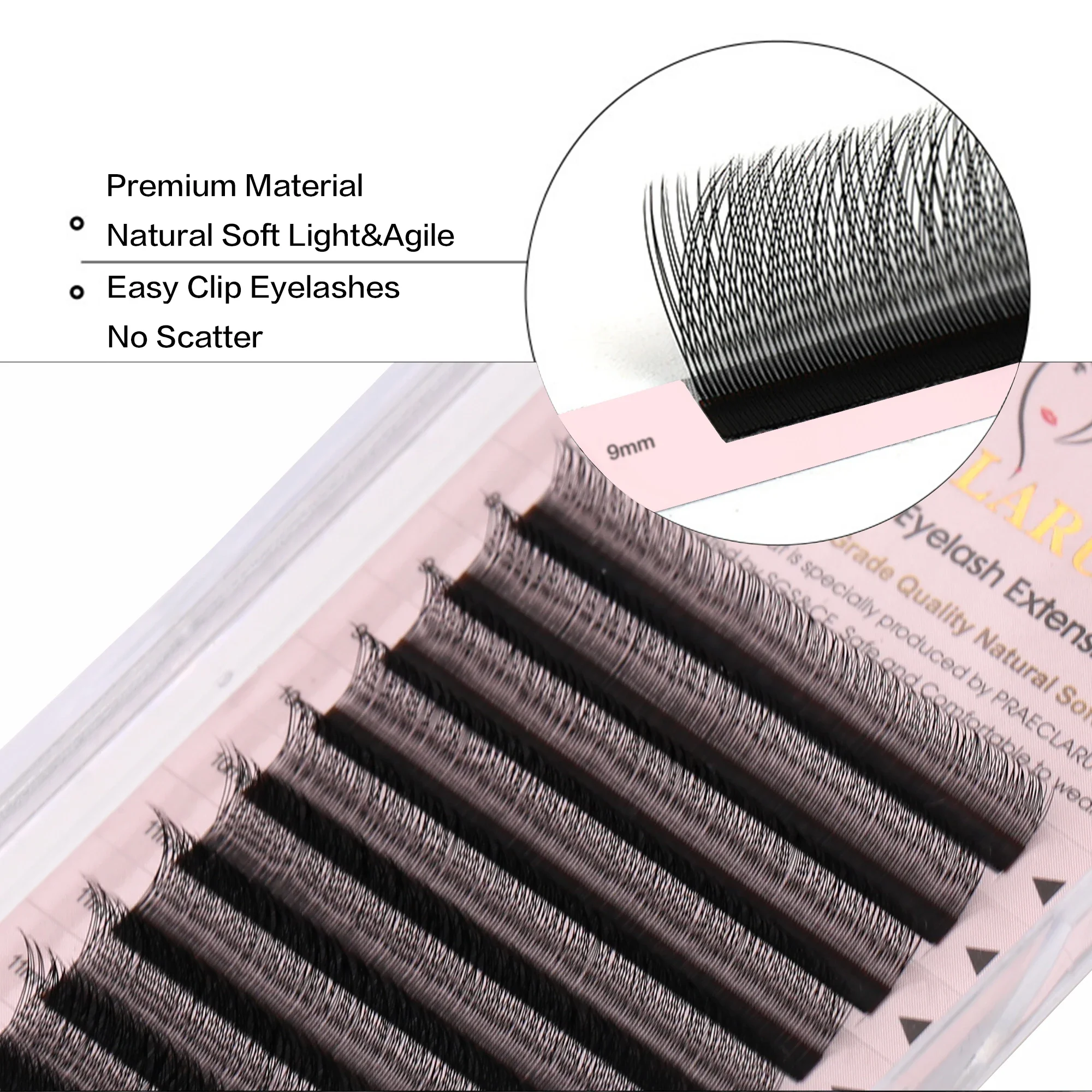 PRAECLARUS V Shape Lashes C/D/DD 8-14mm Individual Eyelash 0.07mm Natural Soft Light Eyelashes Extension Volvet V Shape Eye Lash