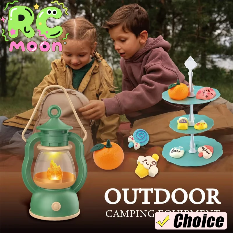 Conjunto de acampamento de fogueira ao ar livre das crianças interação pai-filho com luz e música diversão ao ar livre aventura ferramenta brinquedo conjunto