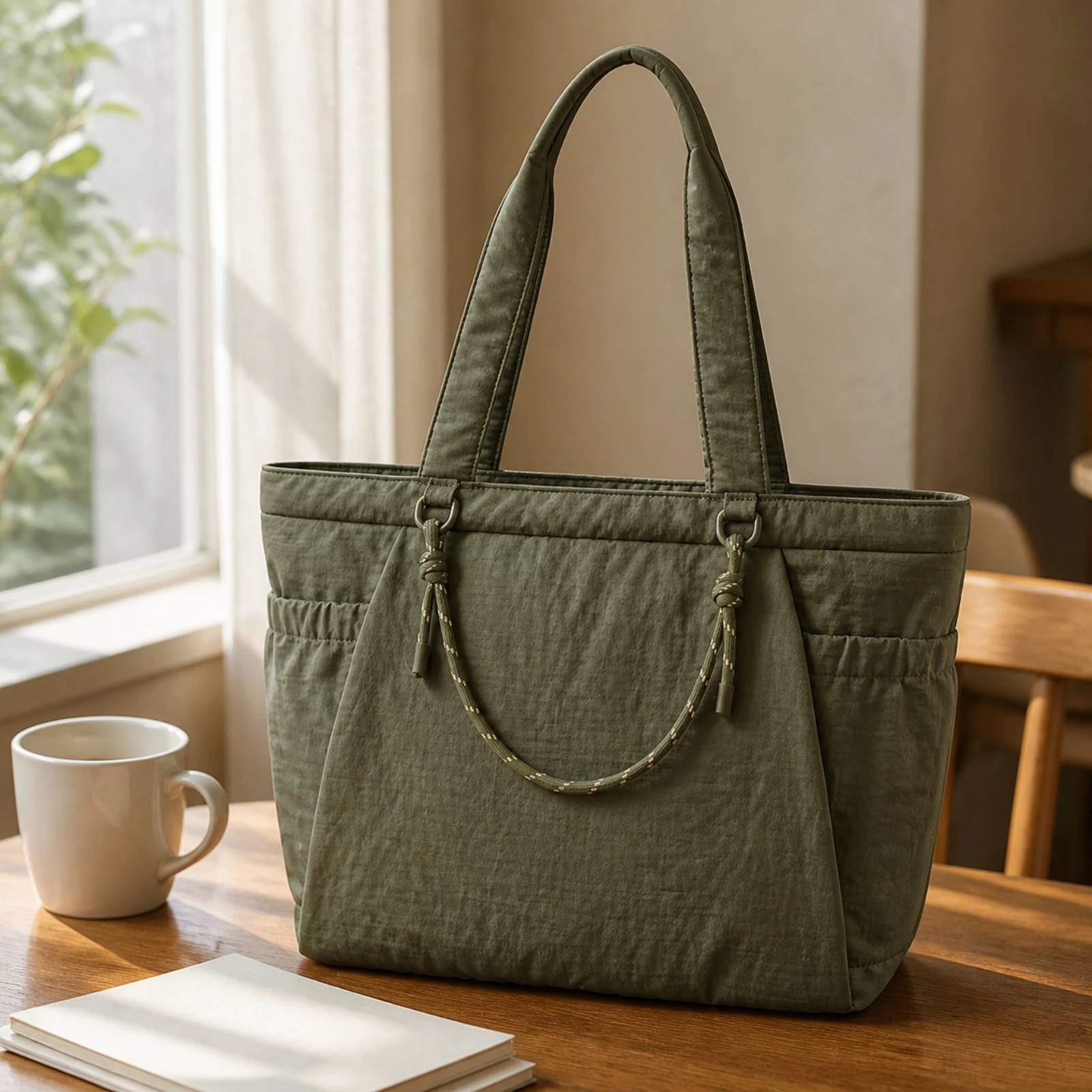 Travel Tote Bag Padded Tote Bag with Laptop Compartment Multi-Pocket Spacious for Everyday Carry, Commuting