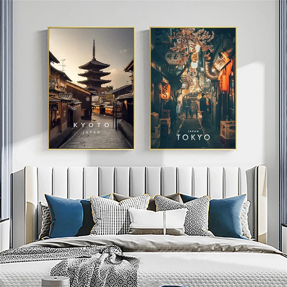 Japanese Tokyo Kyoto City Landscape Canvas Wall Art Mount Fuji Travel Poster Gift For Travel Lovers Living Room Home Wall Decor