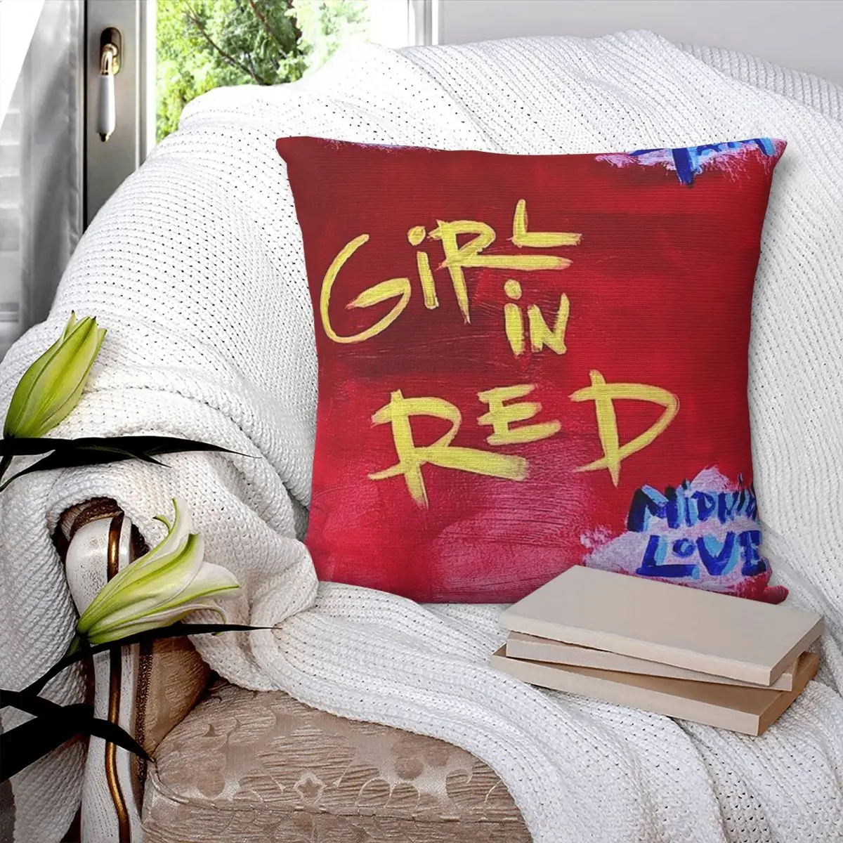 Girl In Red Poster Square Pillowcase Pillow Cover Polyester Cushion Decor Comfort Throw Pillow for Home Living Room