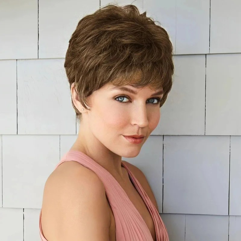 

Human Hair New Fashion Gorgeous Women's Brown Wigs 10 In