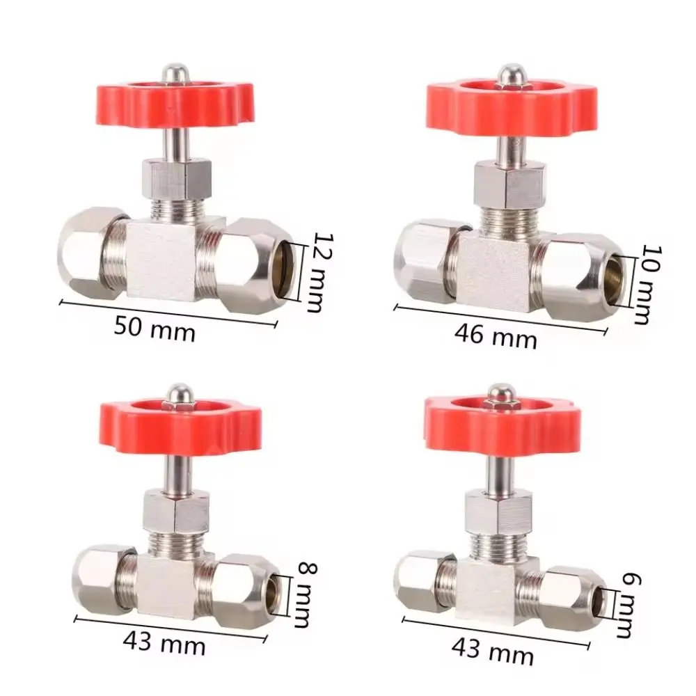 6mm 8mm 10mm 12mm 구멍 직경 제어 워터 볼 글로브 밸브 주황색 플라스틱 핸들 황동 니켈 도금 공압식 유량 제어 밸브