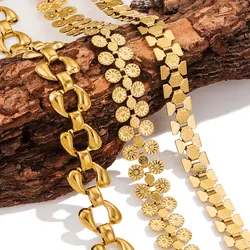 1M Non Fade Stainless Steel Hip Hop Punk Teardrop Bracelet DIY Jewellery Handmade Necklace Bracelet Gold plated Chain Supplies