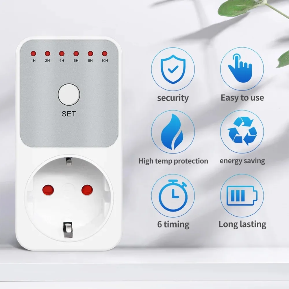 10Hrs Countdown Timer Switch Socket Electronic Power Meter Intelligent Time Setting Control Socket Smart Control Plug-In Timers