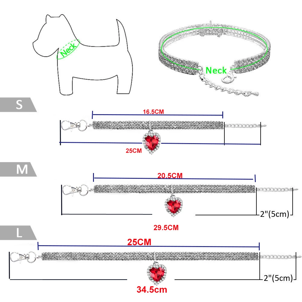 Colar de cristal com coração e strass, acessórios para animais, colar ajustável para gato, filhote pequeno, gatinho, luxo, glitter