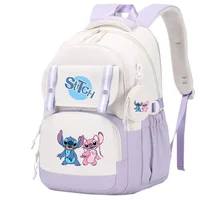 Mochila Stitch de gran capacidad, mochila escolar Preppy de múltiples bolsillos, mochila de anime de dibujos animados, mochila de viaje con monedero